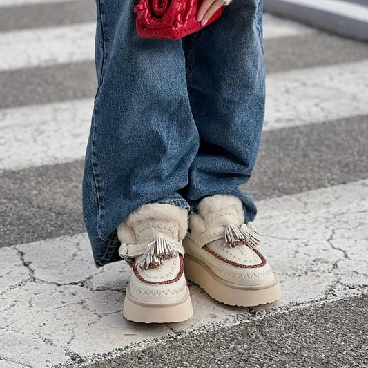 OF - NAN-KU Stivaletto Tween white con nappine