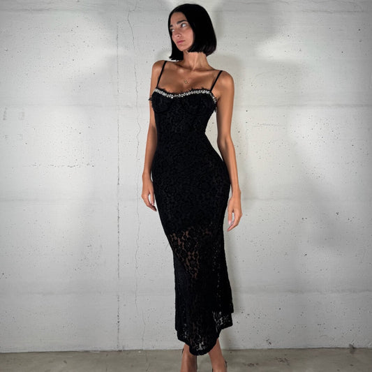 LM - ODI ODI Abito Riale pizzo nero con strass