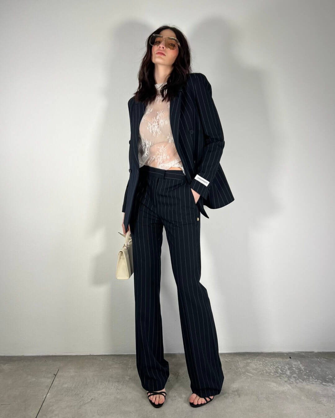 OF - Hinnominate Pantalone gessato asciutto blu