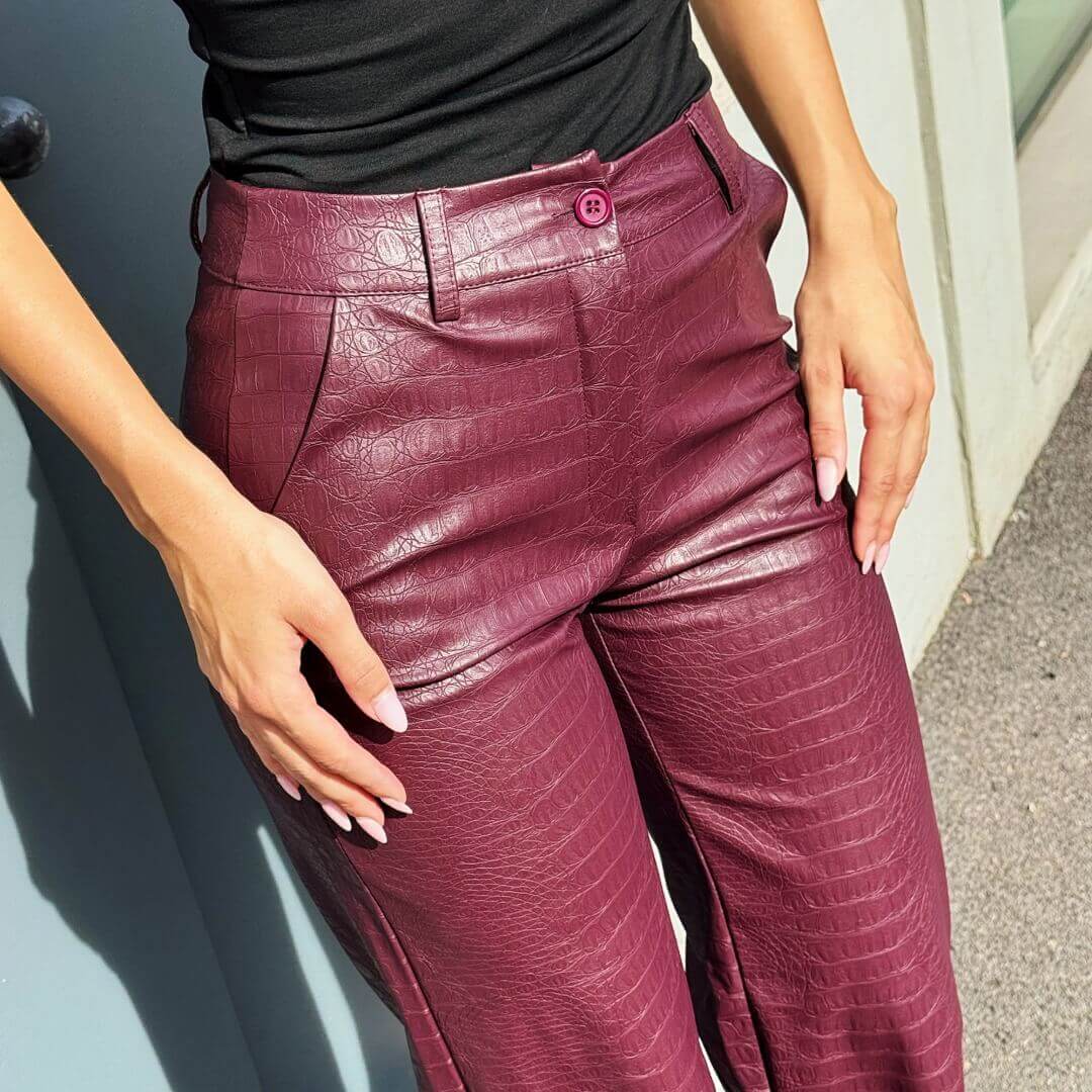 OF - Pantalone Ultimus ecopelle croco bordeaux