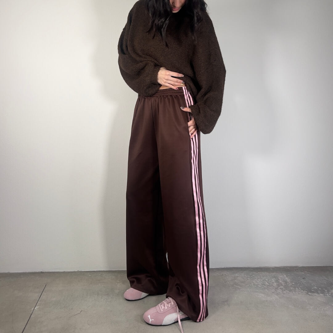 OF - Pantalone tuta Liquors righe marrone/rosa