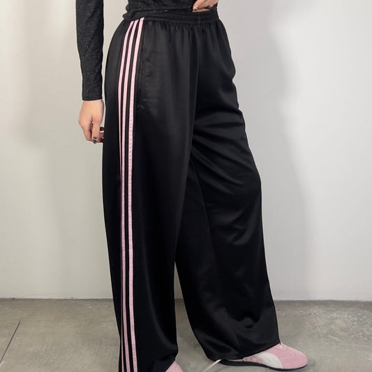 LM - Pantalone tuta Liquors righe nero/rosa