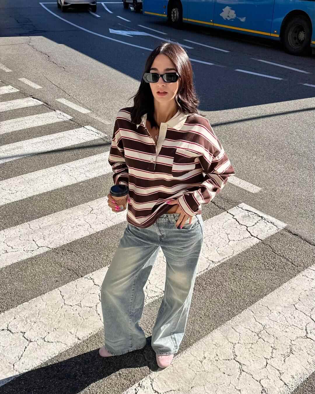 OF - LUMINA Polo Timber righe marrone mix