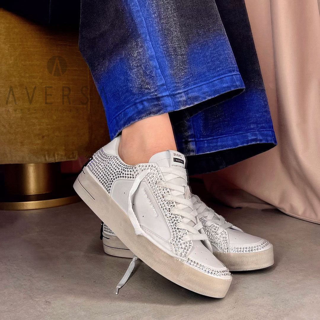 Crime London Skate Deluxe white con pietre –