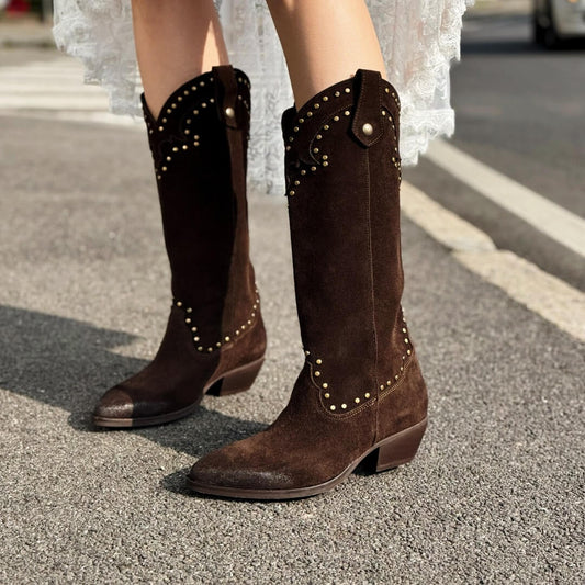 OF - Texano Dea camoscio testa di moro con borchie