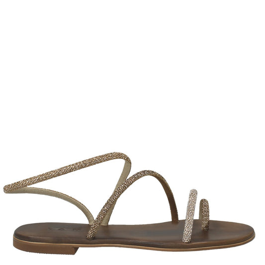 LM - Sandalo basso Elisa strass oro mix
