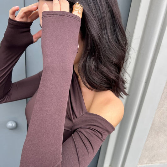 OF - Top Kim marrone