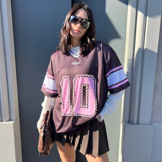 OF - T-shirt Ten brown pink