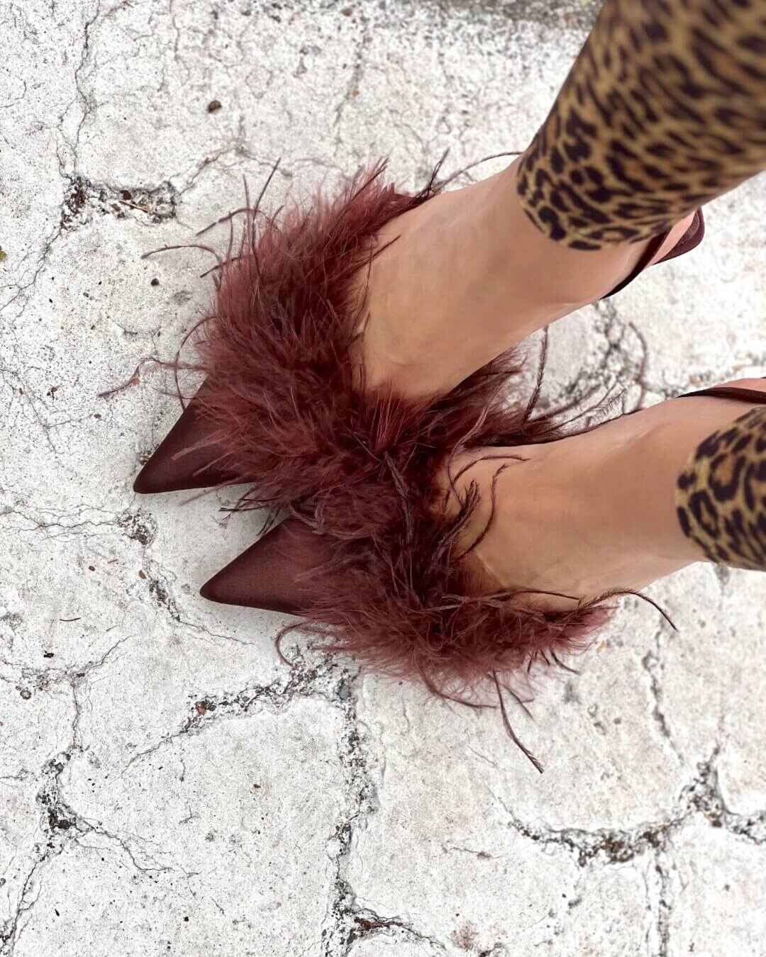 OF - Tacco Femme piume marrone