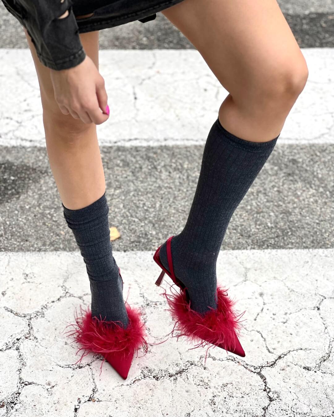 OF - Tacco Femme piume bordeaux