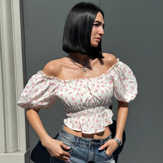 LM - Top Serena bianco con fiori