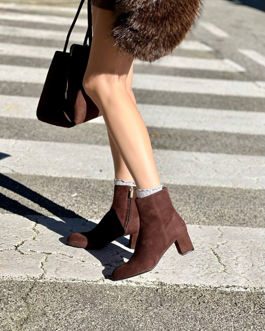 OF - Tronchetto Donatella suede testa di moro