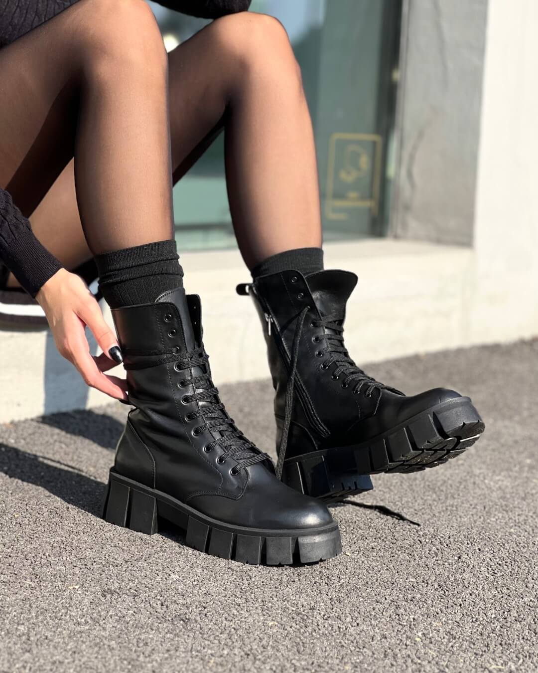 OF - Biker Thomas stringato nero