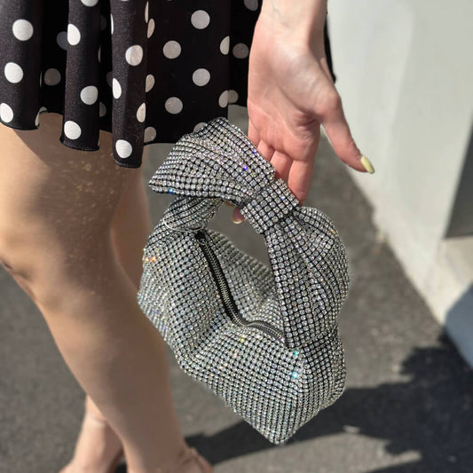 OF - Borsa Ribbon strass con fiocco