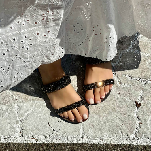 OF - Ciabattina Sissi strass nero