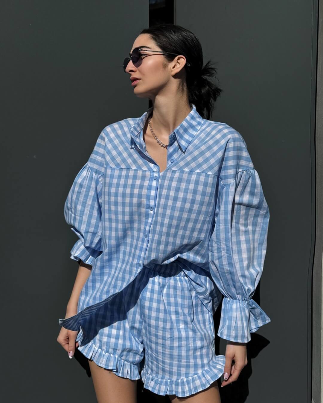 OF - Set Vichy quadri azzurro