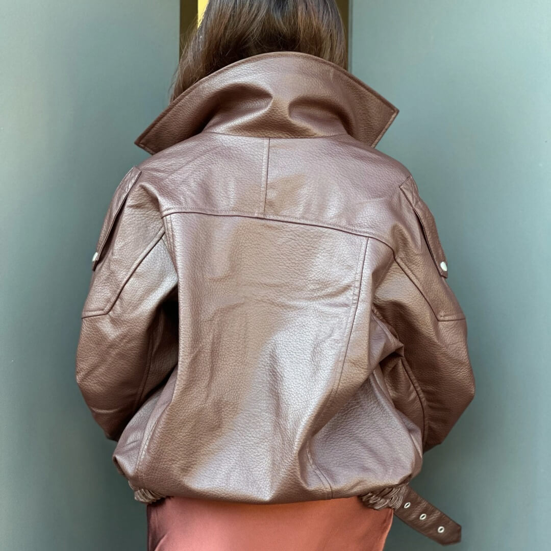 LM - Giacca Laurent aviator bordeaux doppio colletto