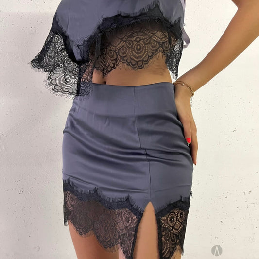 OF - Gonna Mahito grigio con pizzo