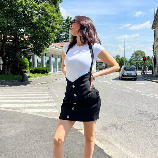 LM - Gonna Vilnius nero con bottoni gioiello