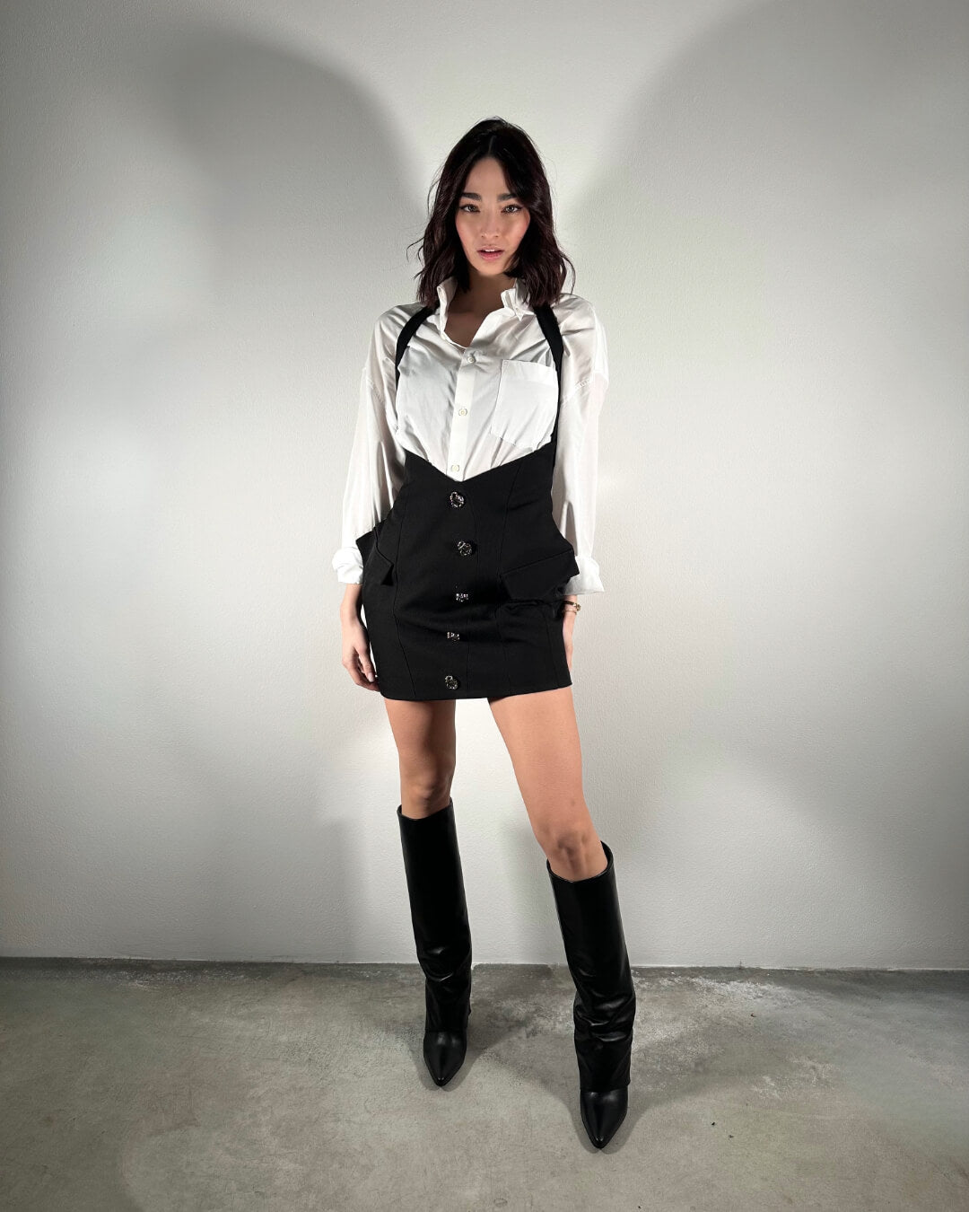 OF - Gonna Vilnius nero con bottoni gioiello