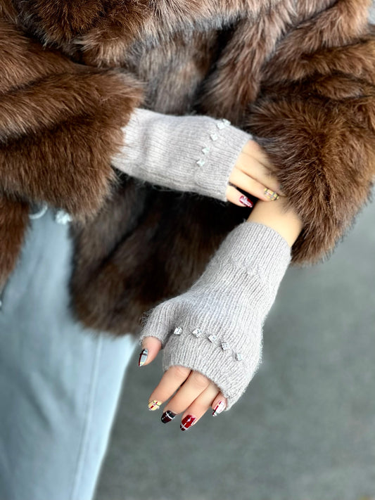 LM - Guantini Lux beige scuro con pietre