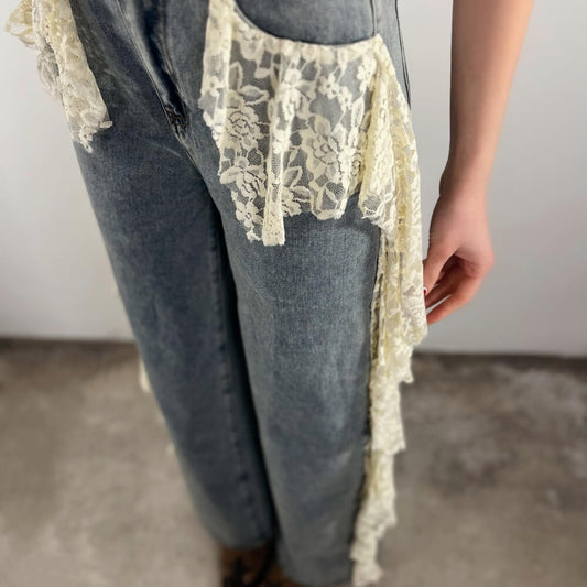 OF - Jeans Marbella con balze pizzo