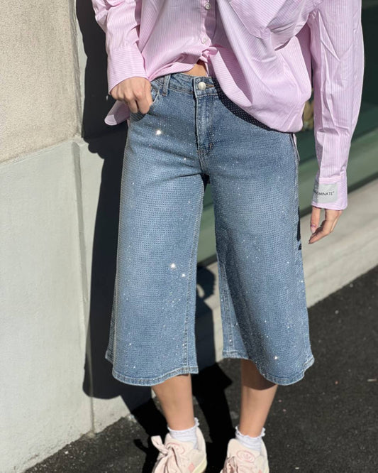 OF - Jorts Flamy blu con strass