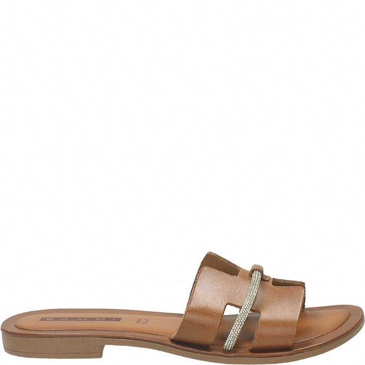 LM - Sandalo basso Hern cuoio strass