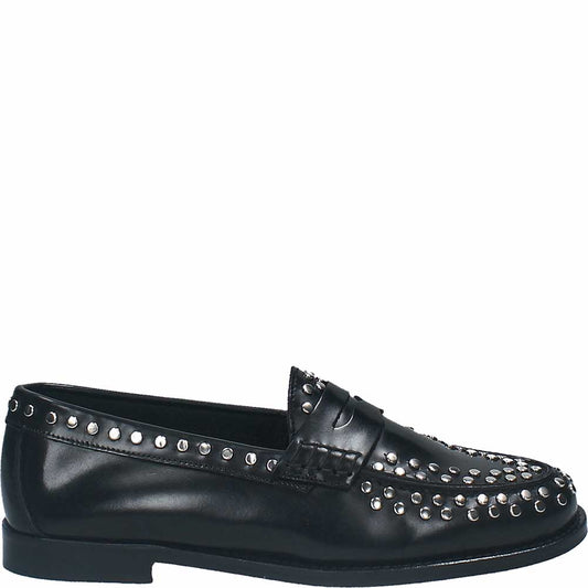 LM - Mocassino Squir nero con borchie