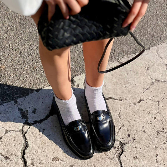 OF - Mocassino Goldie abrasivato cuore platino