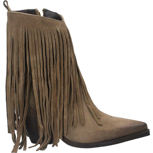 LM - Texano Alicia camoscio taupe con frange