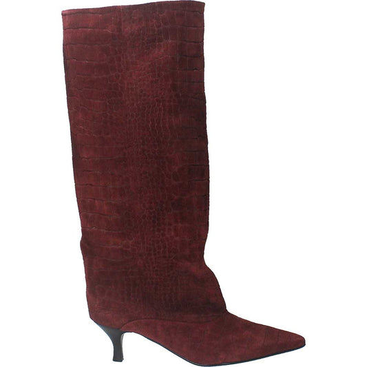 LM - Stivale Croco camoscio bordeaux