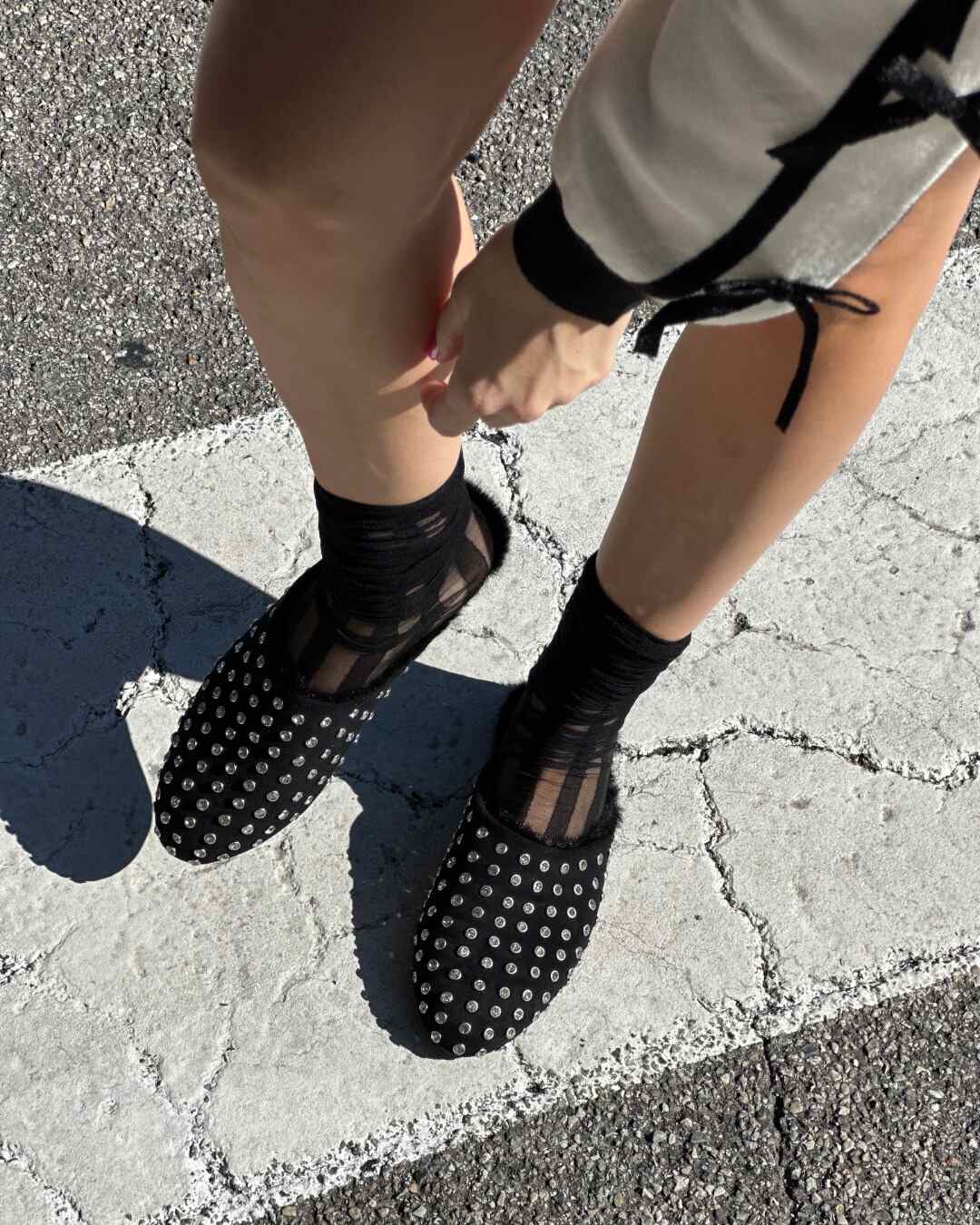 OF - Sabot Silva nero con strass