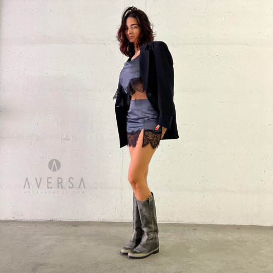 LM - Gonna Mahito grigio con pizzo