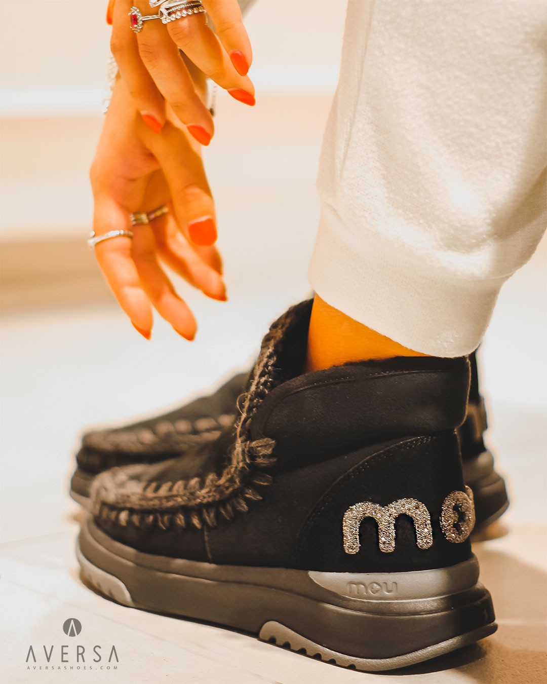 OF - Mou eskimo jogger glitter logo black