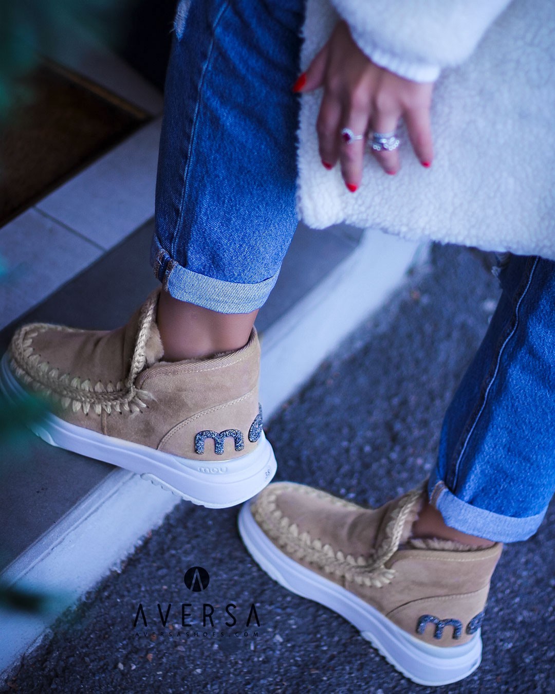 OF - Mou eskimo jogger glitter logo camel