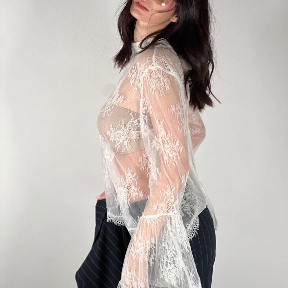 OF - LUMINA Camicia Flora pizzo bianco