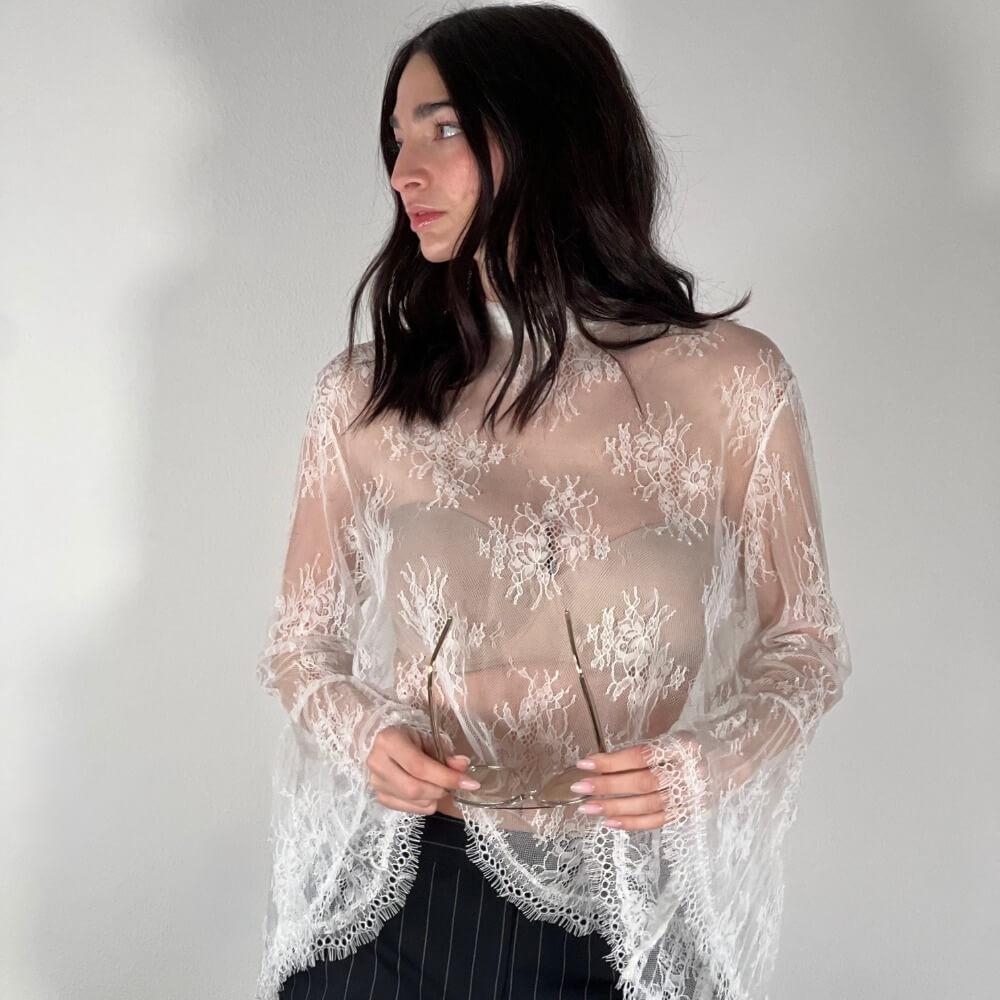 LUMINA Camicia Flora pizzo bianco