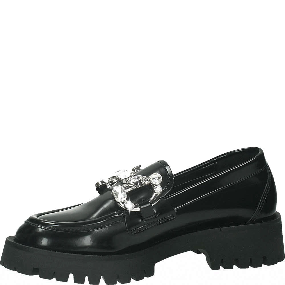 LM - Mocassino Jill nero con accessorio pietre