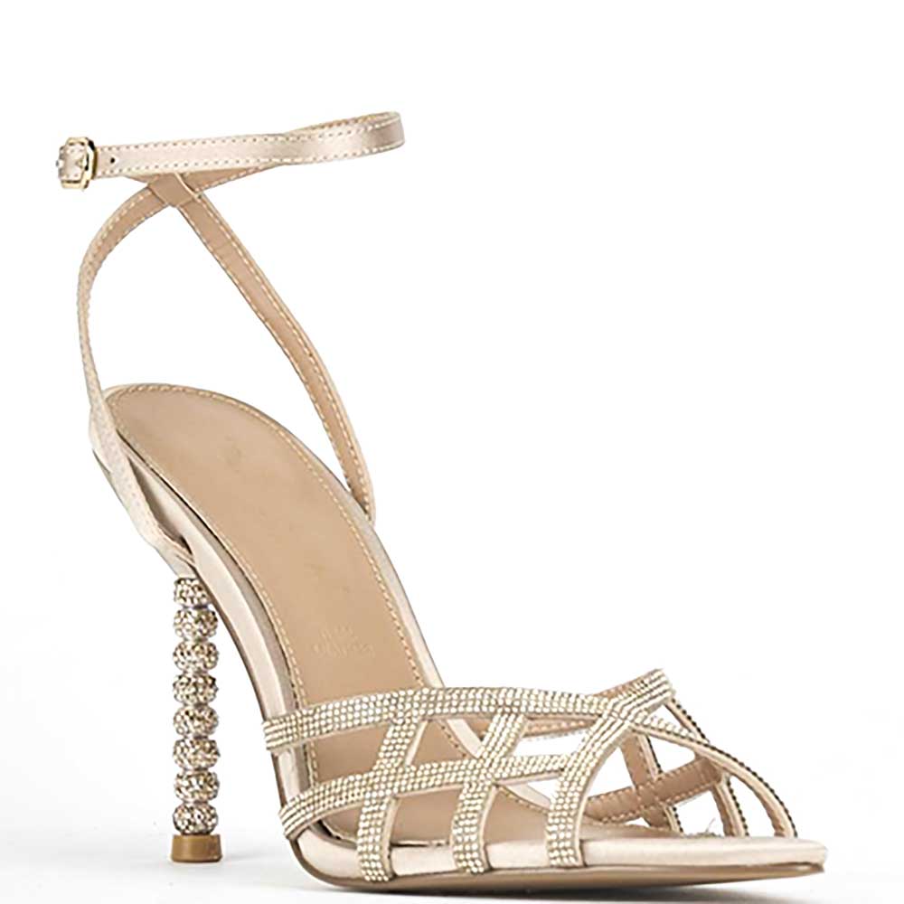 LM - Tacco Miguel satin platino con strass