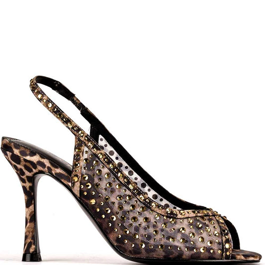 LM - Tacco Madeleine leopard con strass