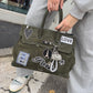 LM - MIA BAG Due manici patch argento suede army