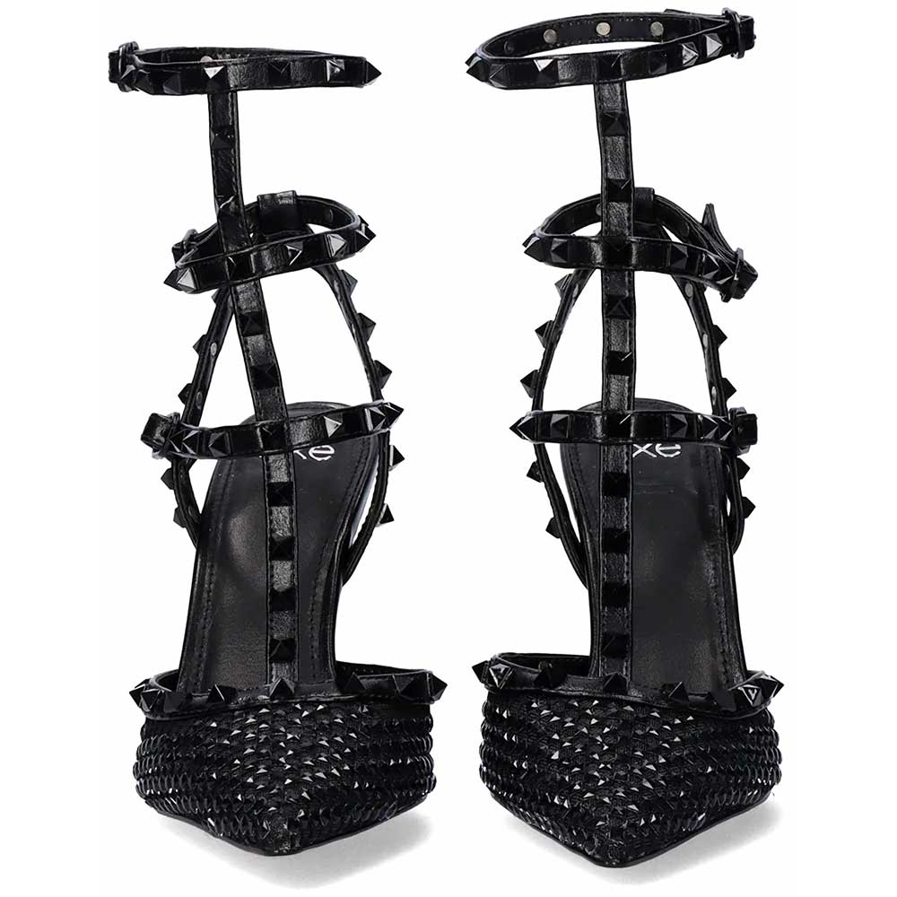 LM - Tacco Amanda nero con borchie e strass