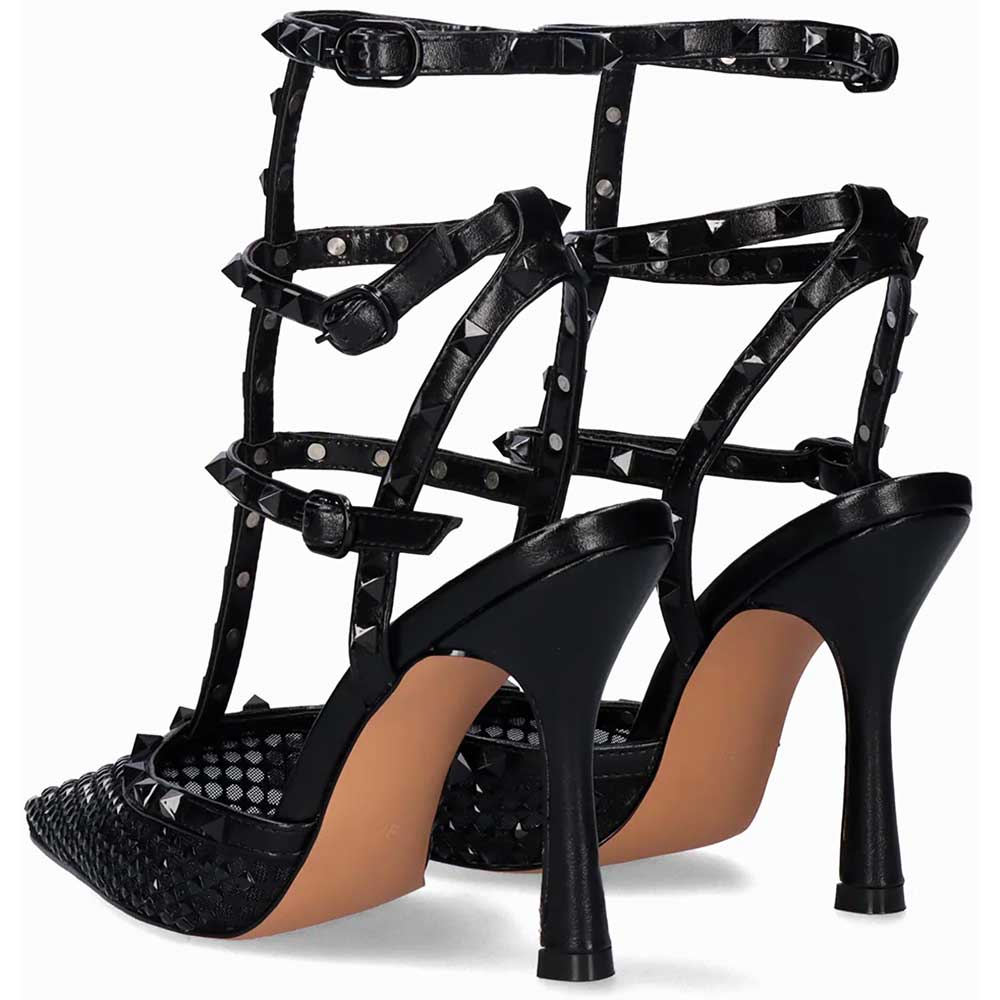 LM - Tacco Amanda nero con borchie e strass