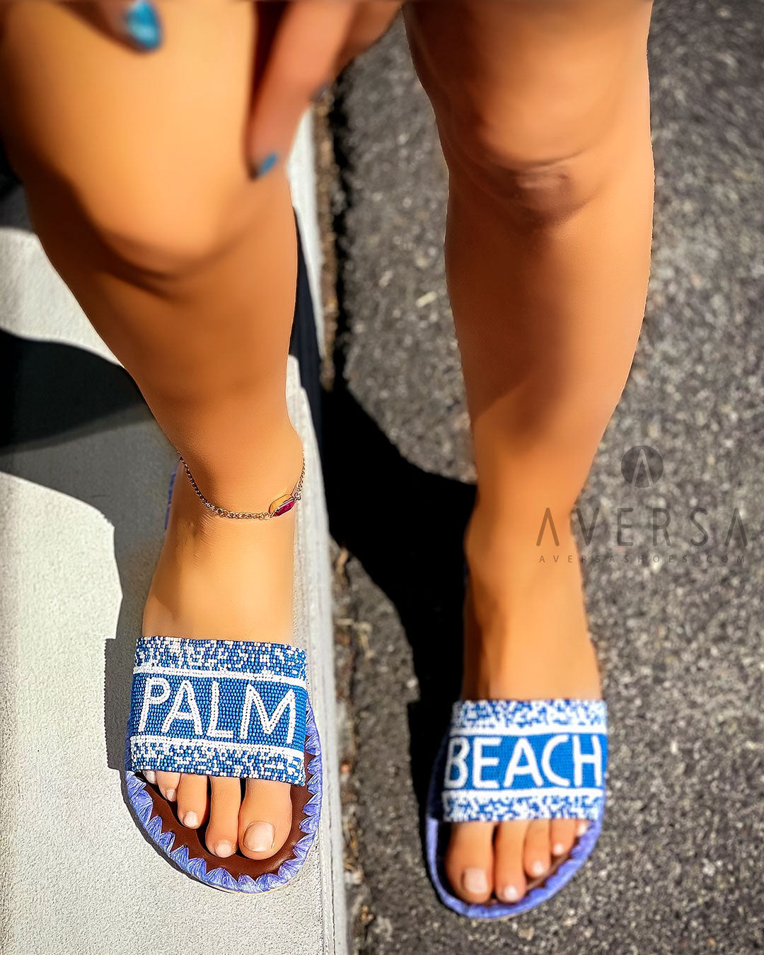 OF - Sandalo basso Palm Beach bluette