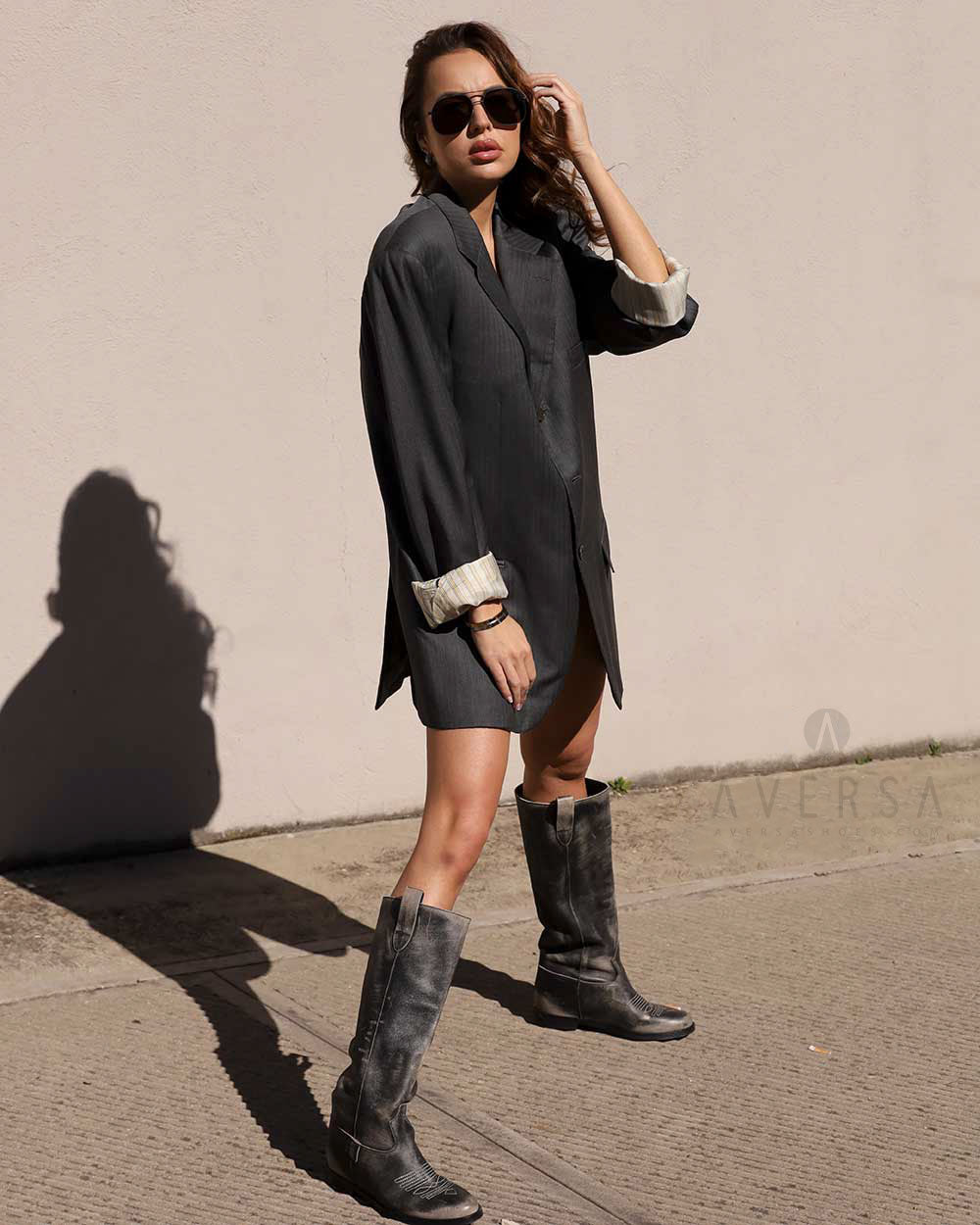 Stivale Texas avorio e nero –