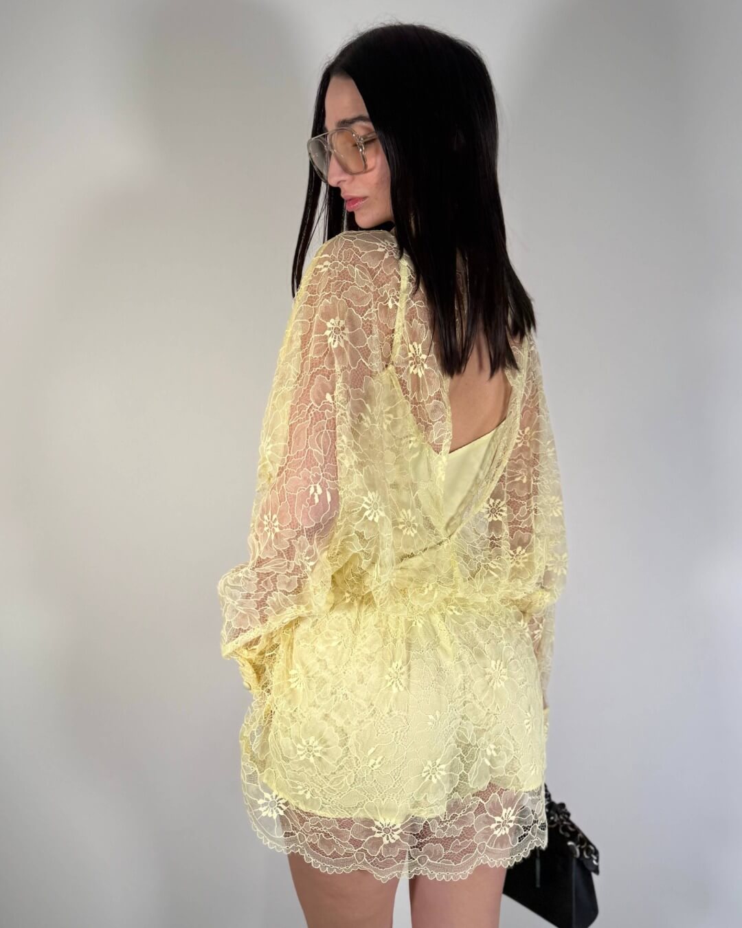 OF - LUMINA Abito Florel pizzo limone