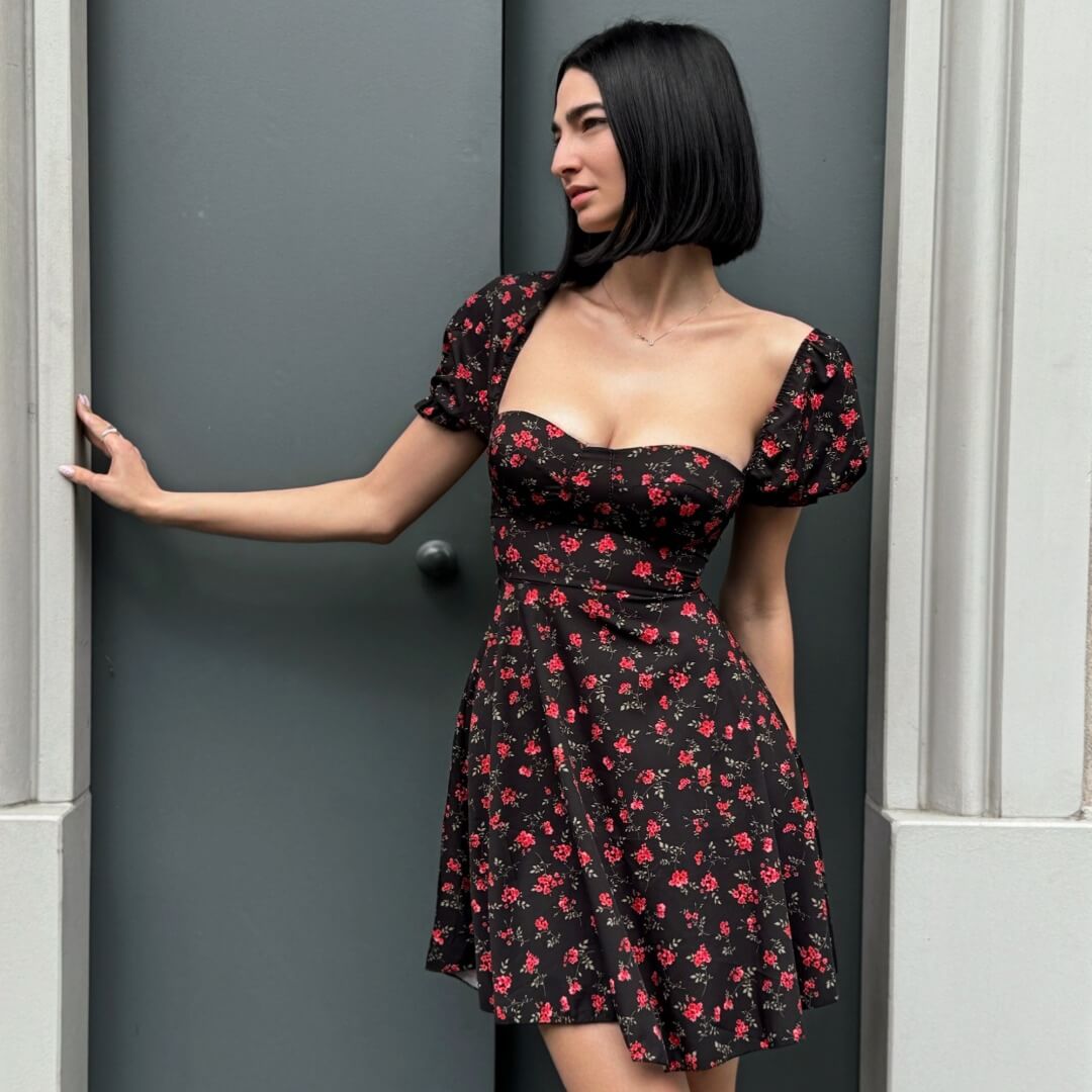 OF - Abito Siena flowers nero