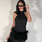 OF - LUMINA Abito Chloe piume tulle nero