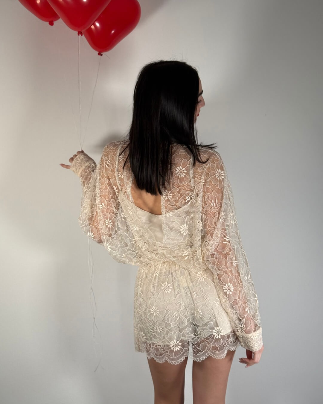 OF - LUMINA Abito Florel pizzo panna